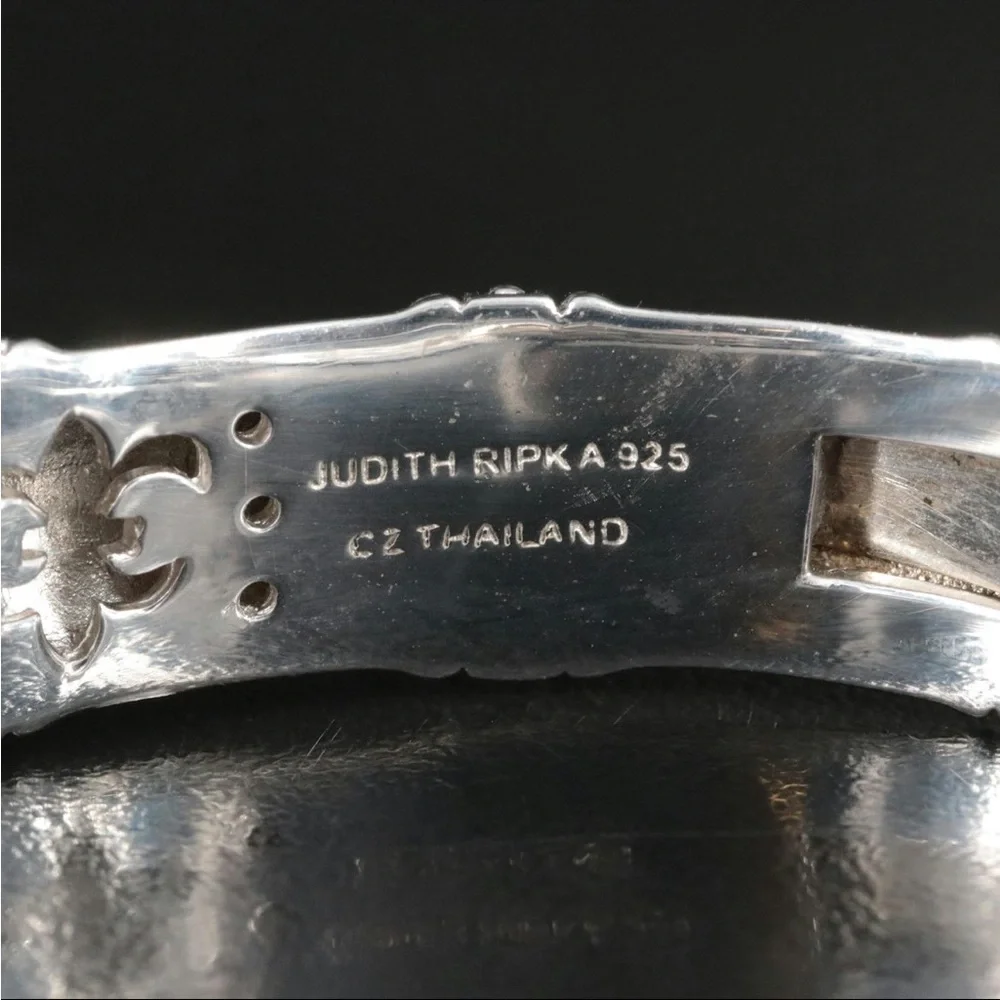 Judith Ripka Silver Textured Bangle Bracelet - Picture 4 of 9